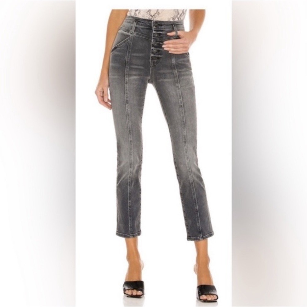 Jonathan Simkhai Standard Ankle Jeans Women's 25 Marley Darted Button Fly Gray